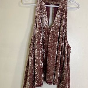 American Eagle Pink Crushed Velvet Cold Shoulder